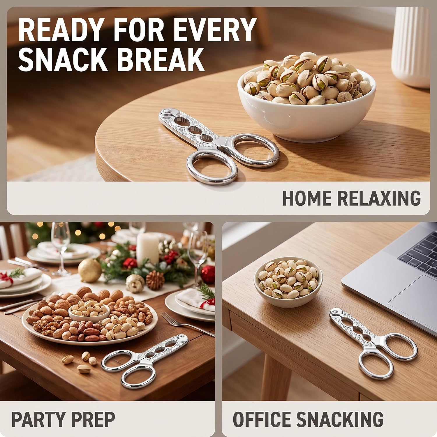 2Pcs Nut Crackers Nuts Pistachio Sheller Opener Kitchen Tools Stainless Steel Nutcracker Multi-Function Walnut Pine Sheller Opener Specialty Gadgets