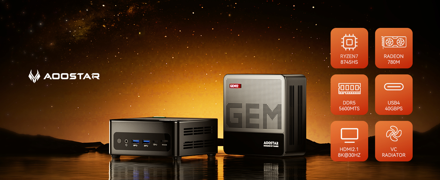Amazon.com: AOOSTAR GEM12 MAX Mini PC Ryzen 7 8745HS (8C/16T up to