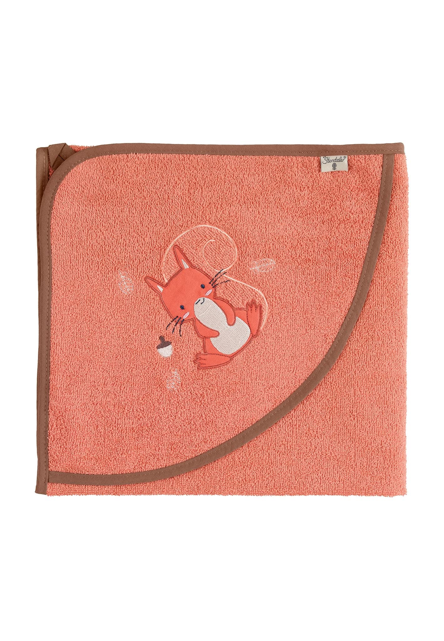 Sterntaler Kapuzenhandtuch Enna Eichhörnchen, mit Namen Bestickt, Babygeschenk zur Geburt & Taufe, Babybadetuch Kapuzenbadetuch, Badehandtuch Kinder, Badetuch 100x100