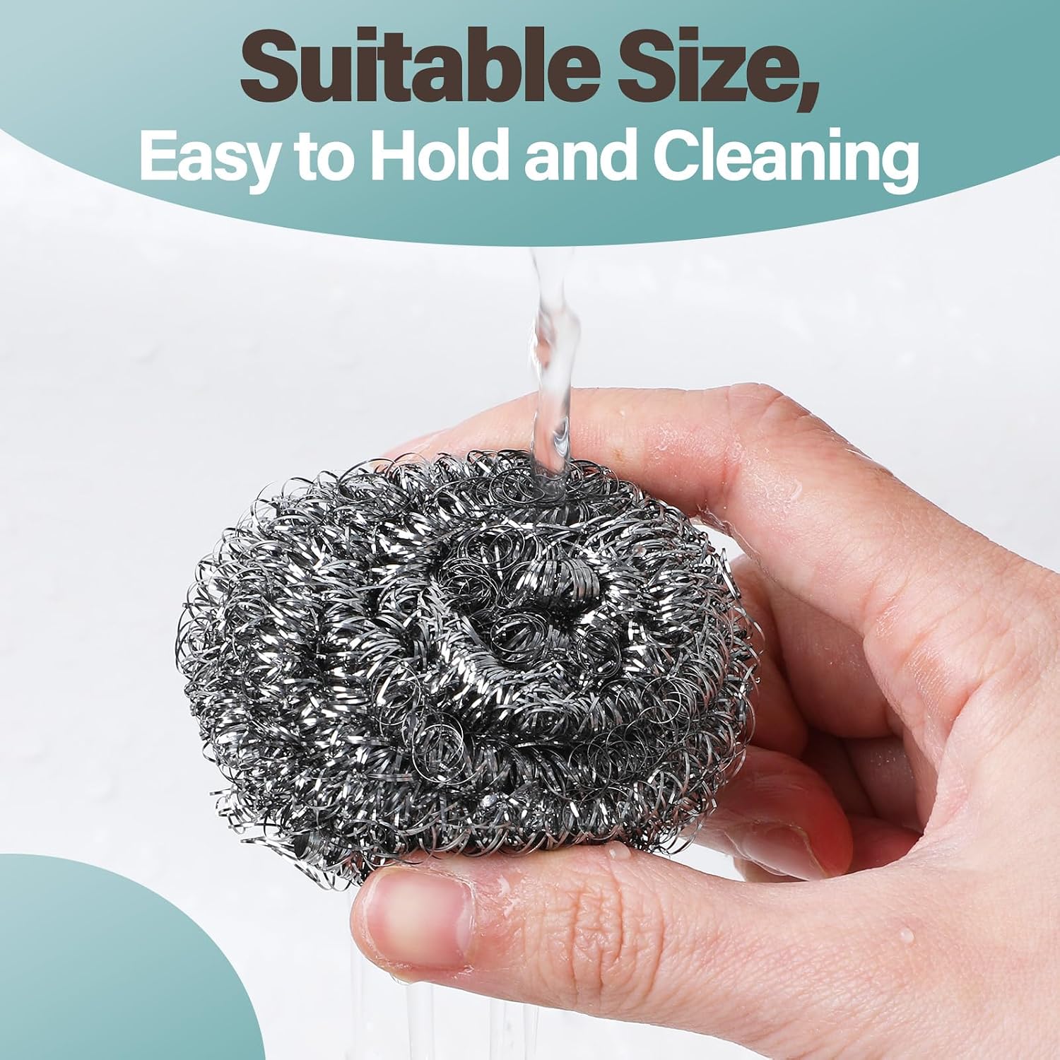 Kifmurase 100Pcs Steel Wool Scrubber Pads, Bulk Steel Wool Scrubber, Metal Sponge Wire Scouring Pad, Heavy Duty Dishwashing Scouring Pads for Cleaning Dishes, Pans, Pots, Ovens, Grills, Sinks
