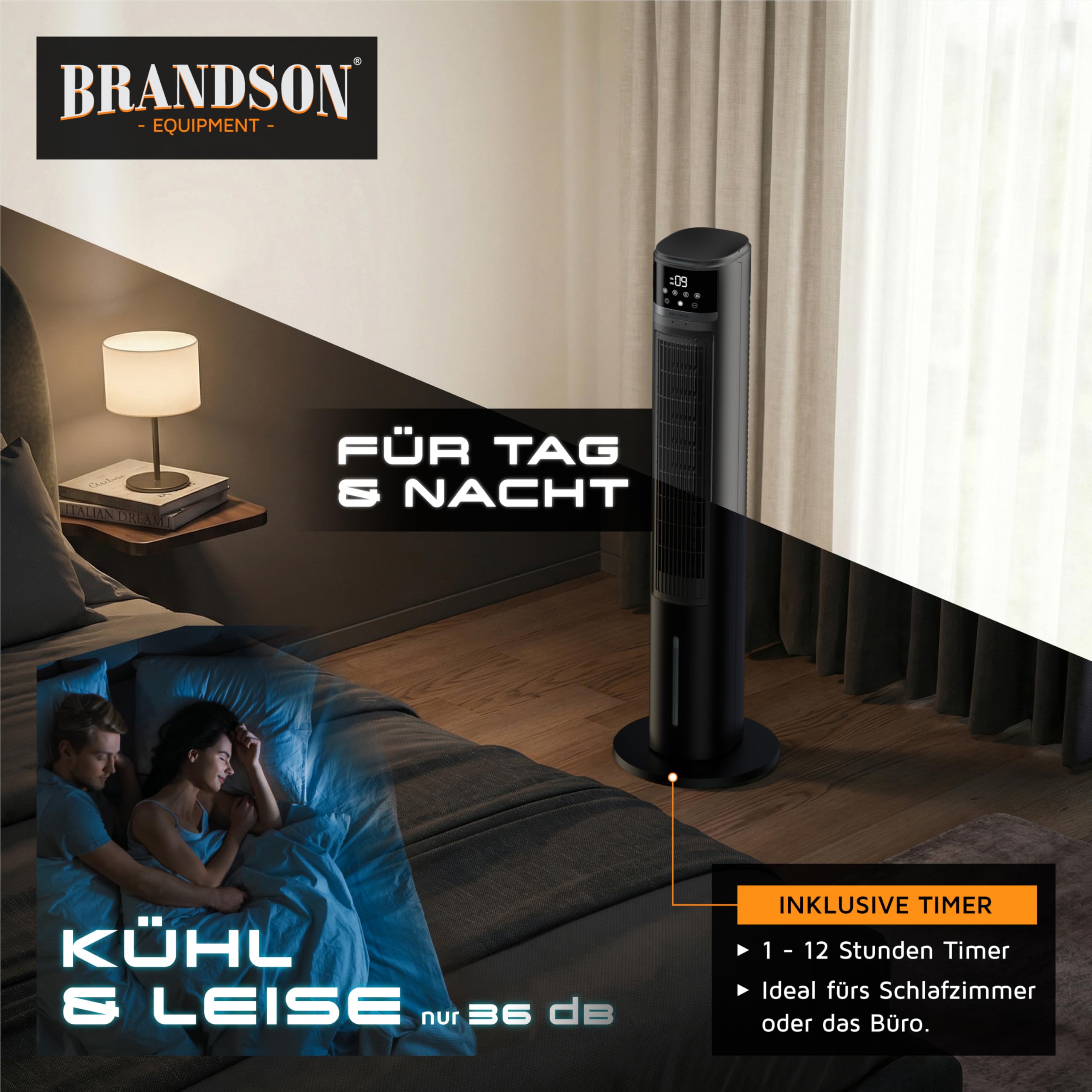 Brandson – mobiler Luftkühler mit Wasserkühlung im ECO Design - DC Motor sehr leise - 60% Energie... Ansicht 6
