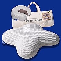 Vista 5 de Almohada Cervical de Espuma Viscoelástica para Dormir de Lado con Bolsa de Transporte y Almohada de Cuello para Viajes - Fabricada en Europa - 1 x