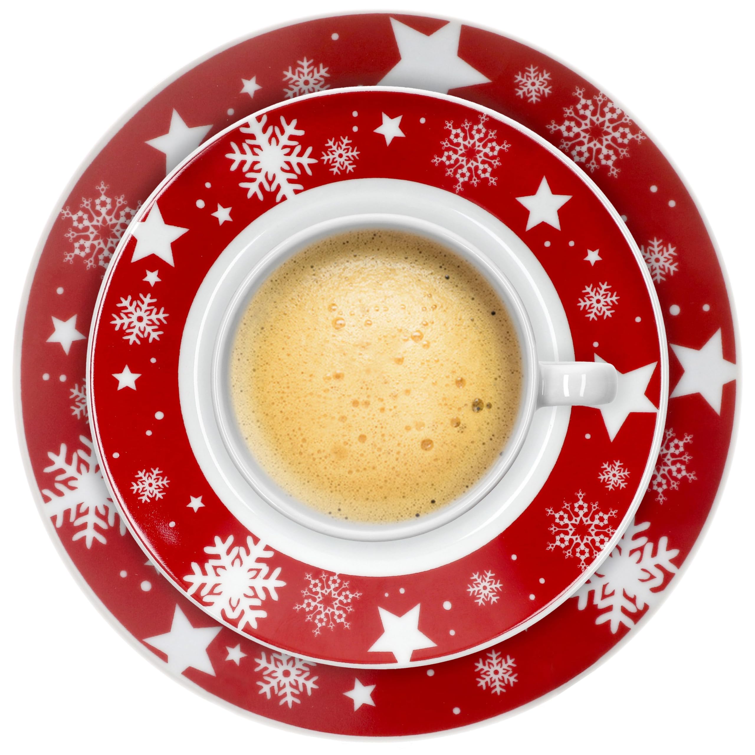 MamboCat Service à café Père Noël pour 6 à 18 pièces en porcelaine avec décoration de Noël – Comprend 6 tasses à café, soucoupes, assiettes à gâteau – Vaisselle de vacances