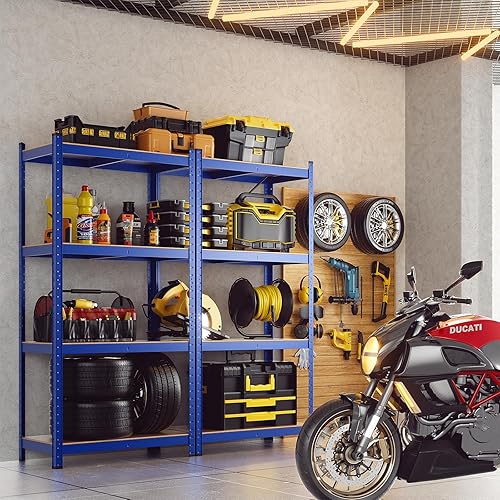 Miniatura 2 de ERGOMASTER Estantes de almacenamiento de metal para garaje, estantería de garaje con 4 estantes ajustables y resistentes para despensa del almacén