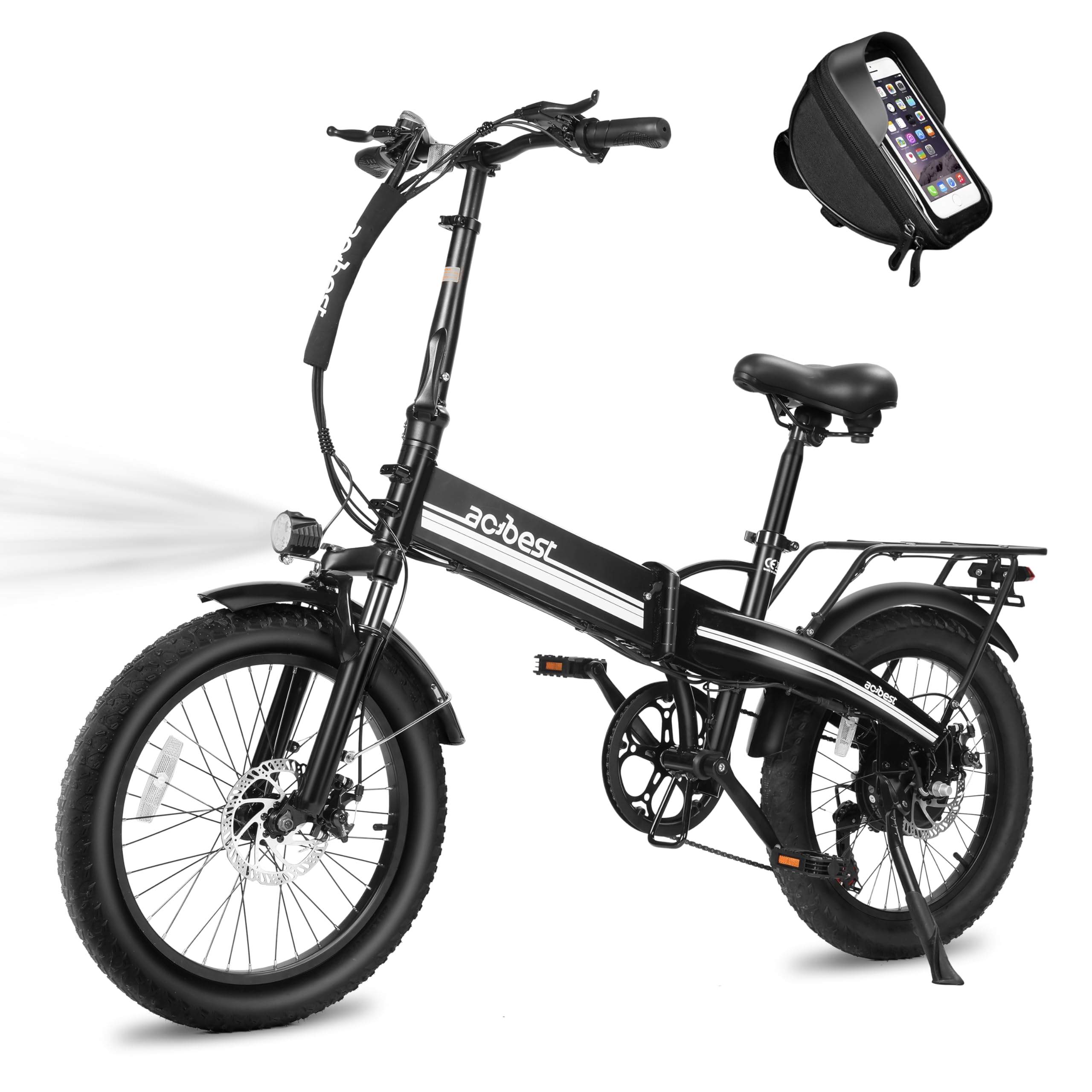Electric Bike for Adults Peak 1200W,55Miles 28Mph Top Speed, 20" Fat Tire Folding Electric Bicycle, 48V 10.4Ah Removable Battery Ebike with 35 Speed and Front Suspension,Speedy