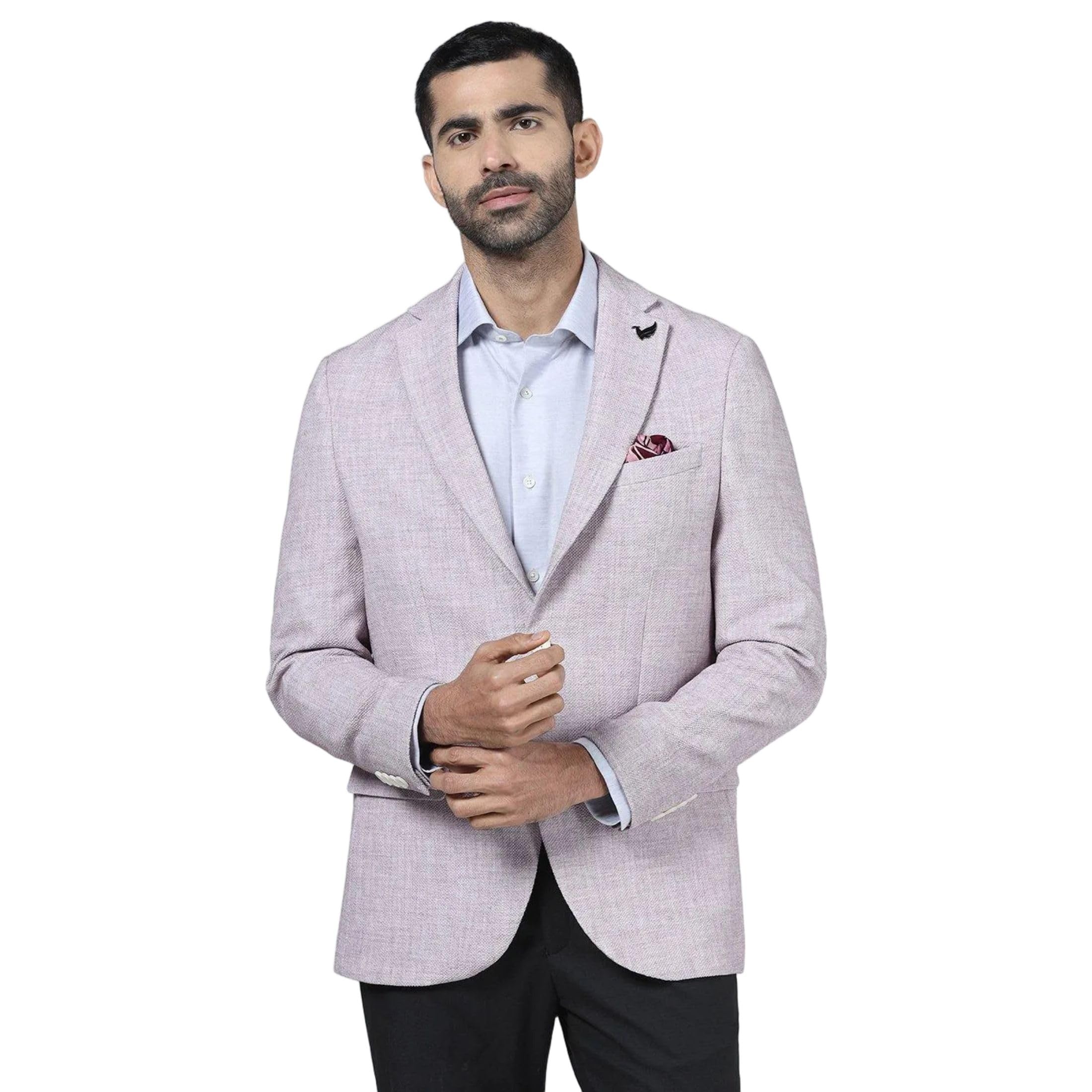 Men Poly-Blend Textured Slim Fit Blazer