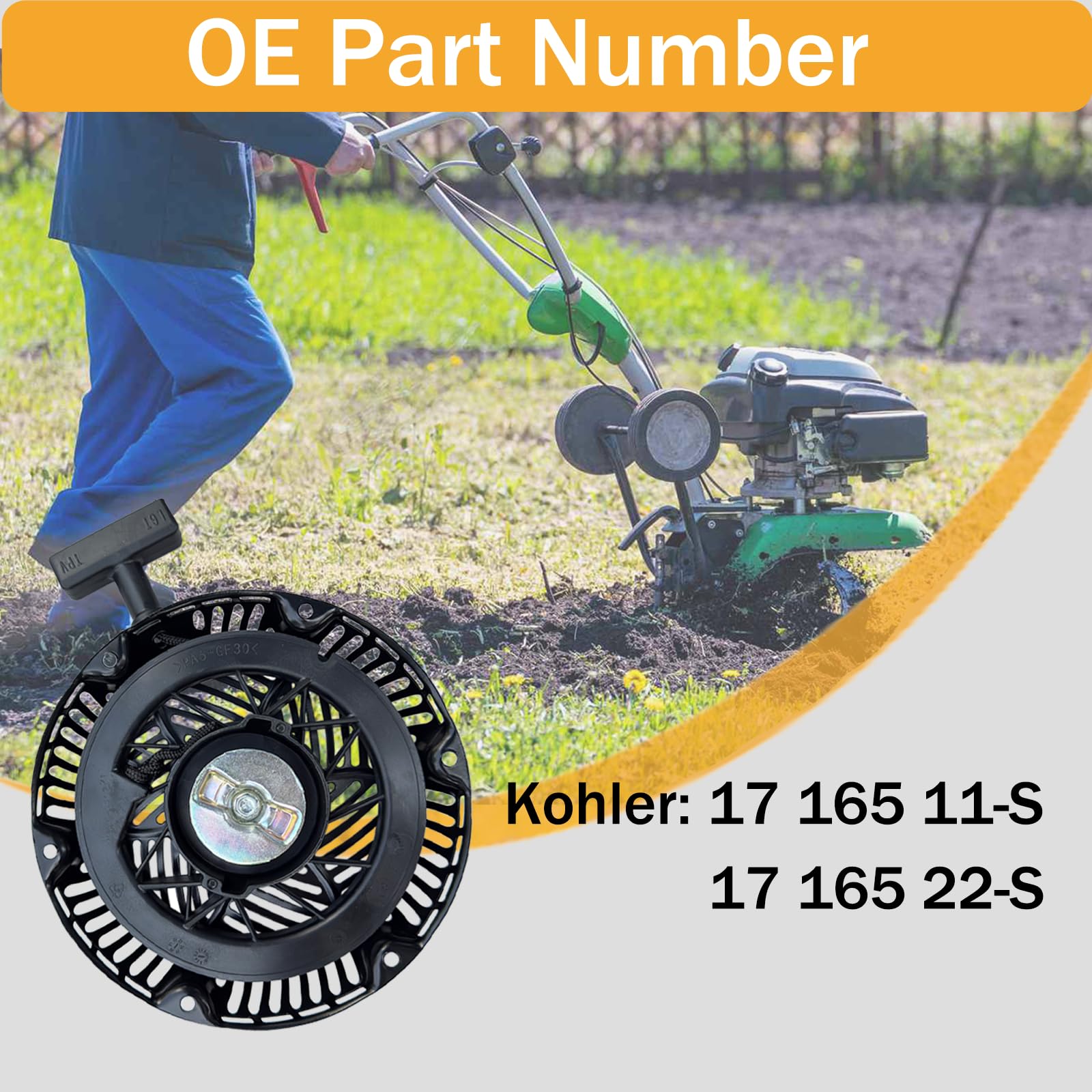 Conjunto original de arranque para Kohler CH440 Command Pro 14hp 429cc motor lavadora a presión divisor de troncos Tiller retroceso arranque cable de repuesto 17 165 22-S