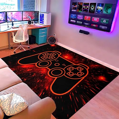 Miniatura 7 de Alfombras rojas con control de videojuegos para dormitorio, sala de estar, sala de estar, tapete rojo para el suelo, tapete para interiores,