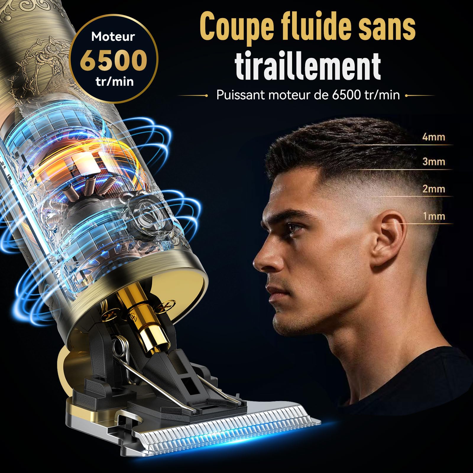 Tondeuse Cheveux Hommes, Tondeuse Barbe Homme Professionnel Tondeuse Cheveux et Barbe Homme Rasoir Electriques Hommes Sans Fil avec Ecran LED Intelligent Rechargeable USB C Cadeau Homme