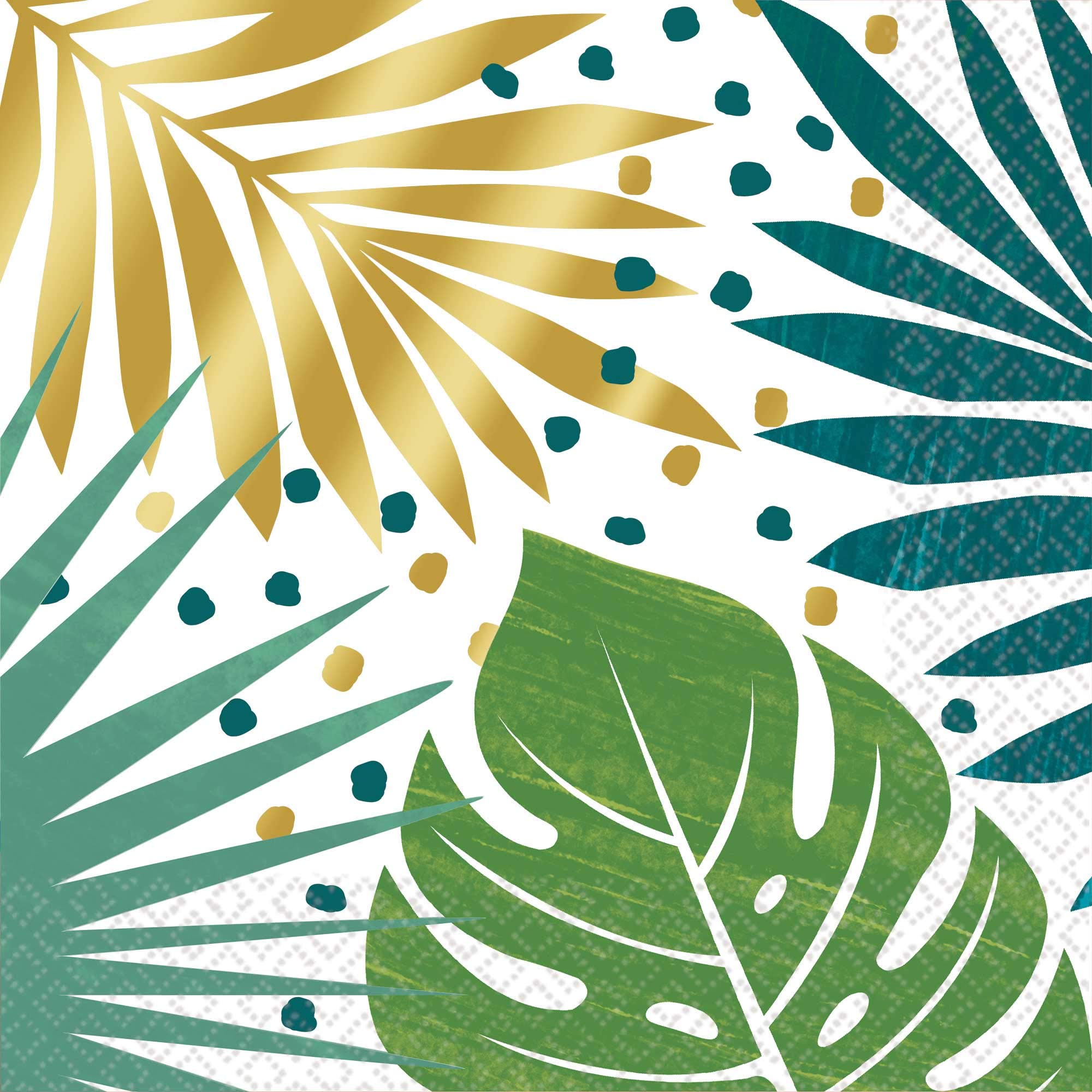 amscan 5172283 Lot de 16 serviettes de table en métal Motif feuilles tropicales