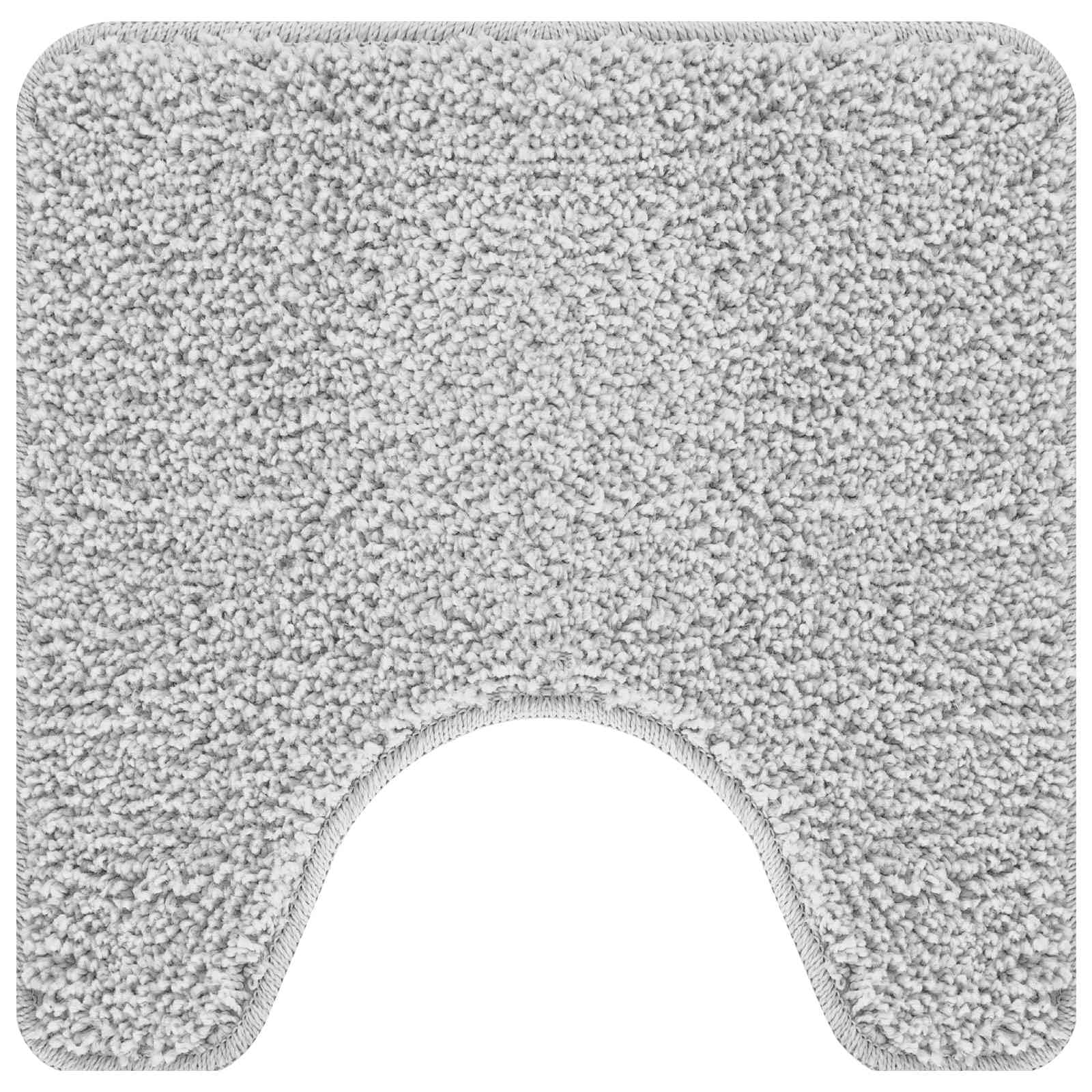 Set di 3 tappetini da bagno grigi antiscivolo con apertura per WC, morbidi tappeti da bagno in polipropilene, 50 x 80 cm, 50 x 50 cm, 50 x 40 cm