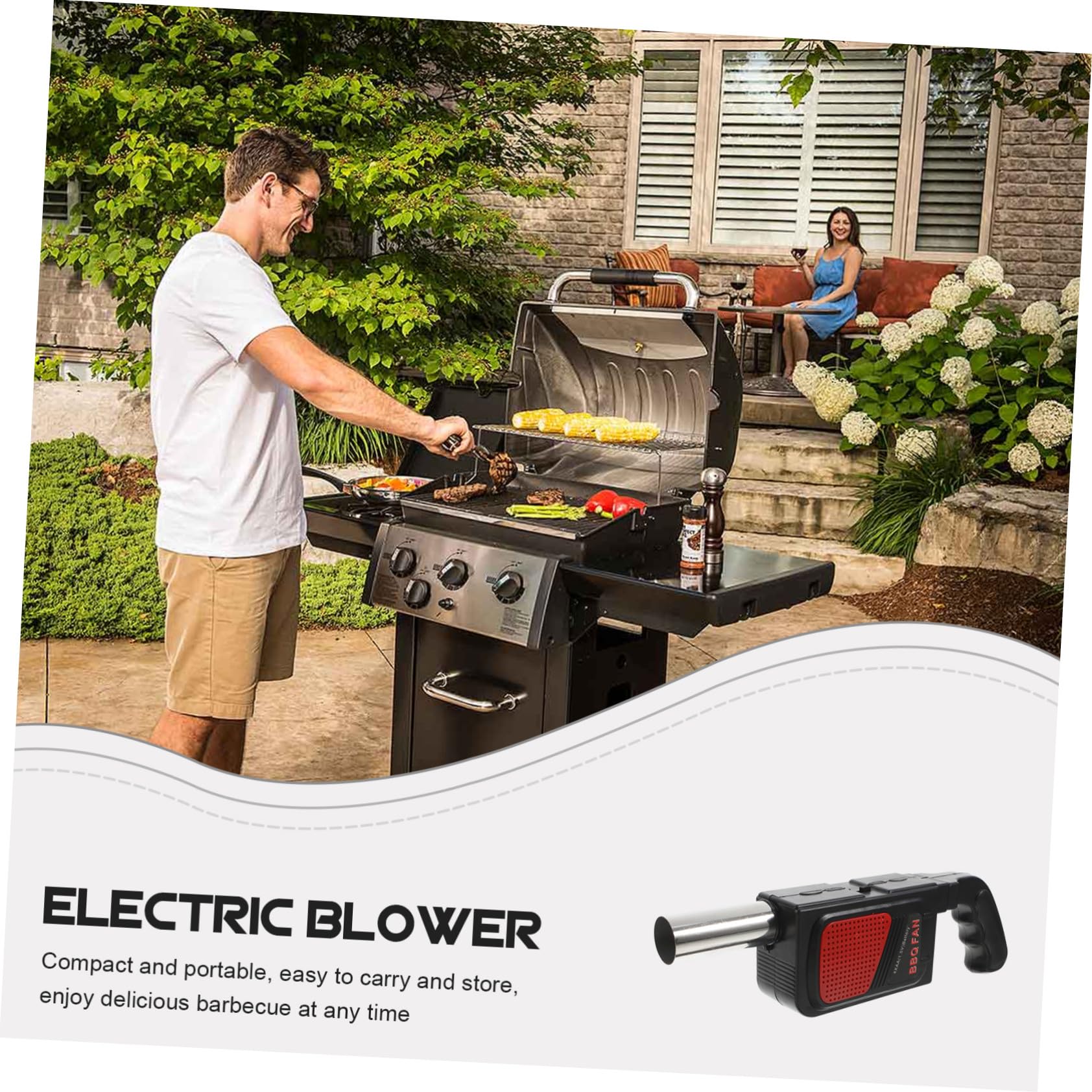 iplusmile Soffiatore Elettrico per Barbecue Esterno, 2 Pezzi, 4 Aa