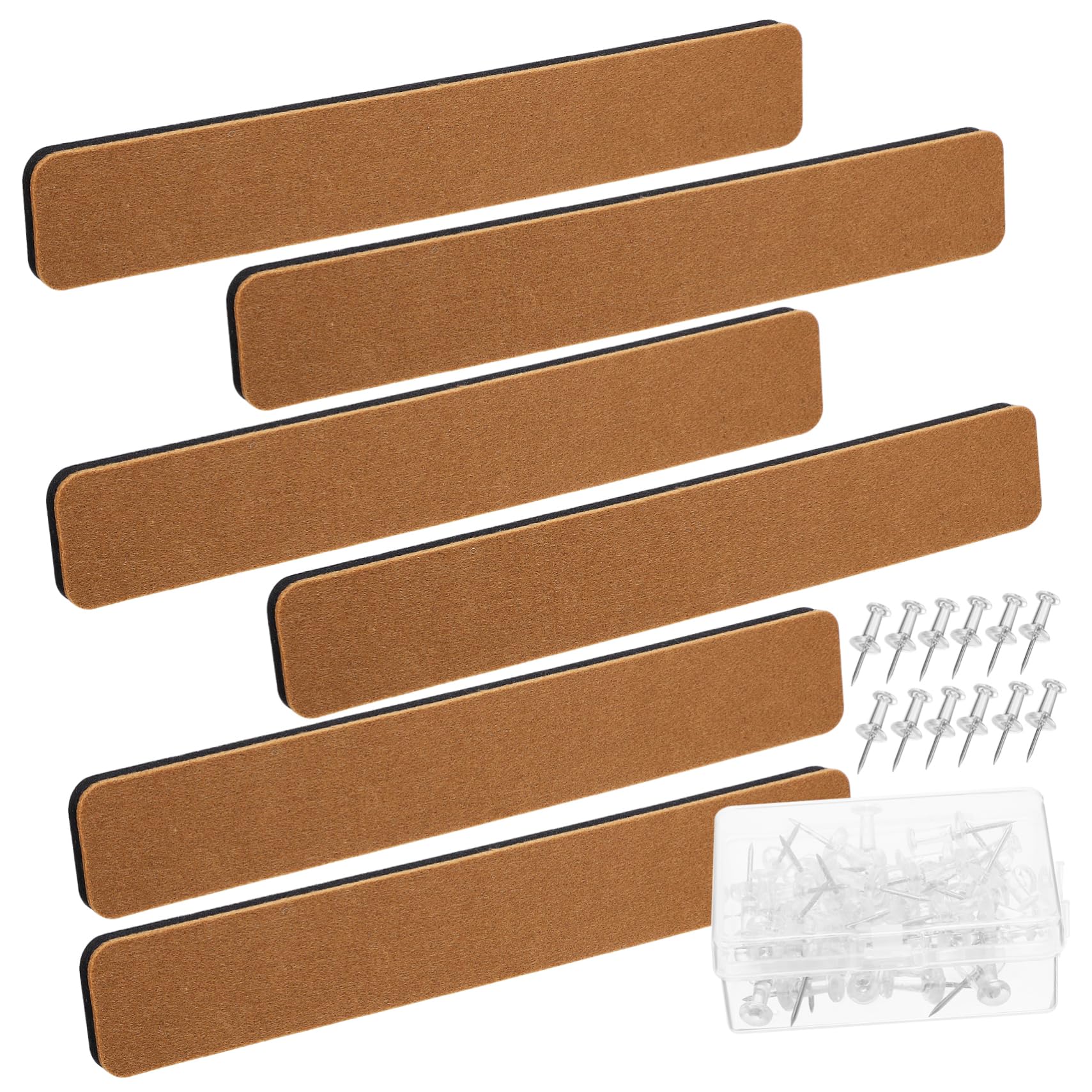 Uonlytech 6pcs Fabric Bulletin Board Strips Self-Adhesive Felt Pin Board for Office Wall Decor Push Pins Included