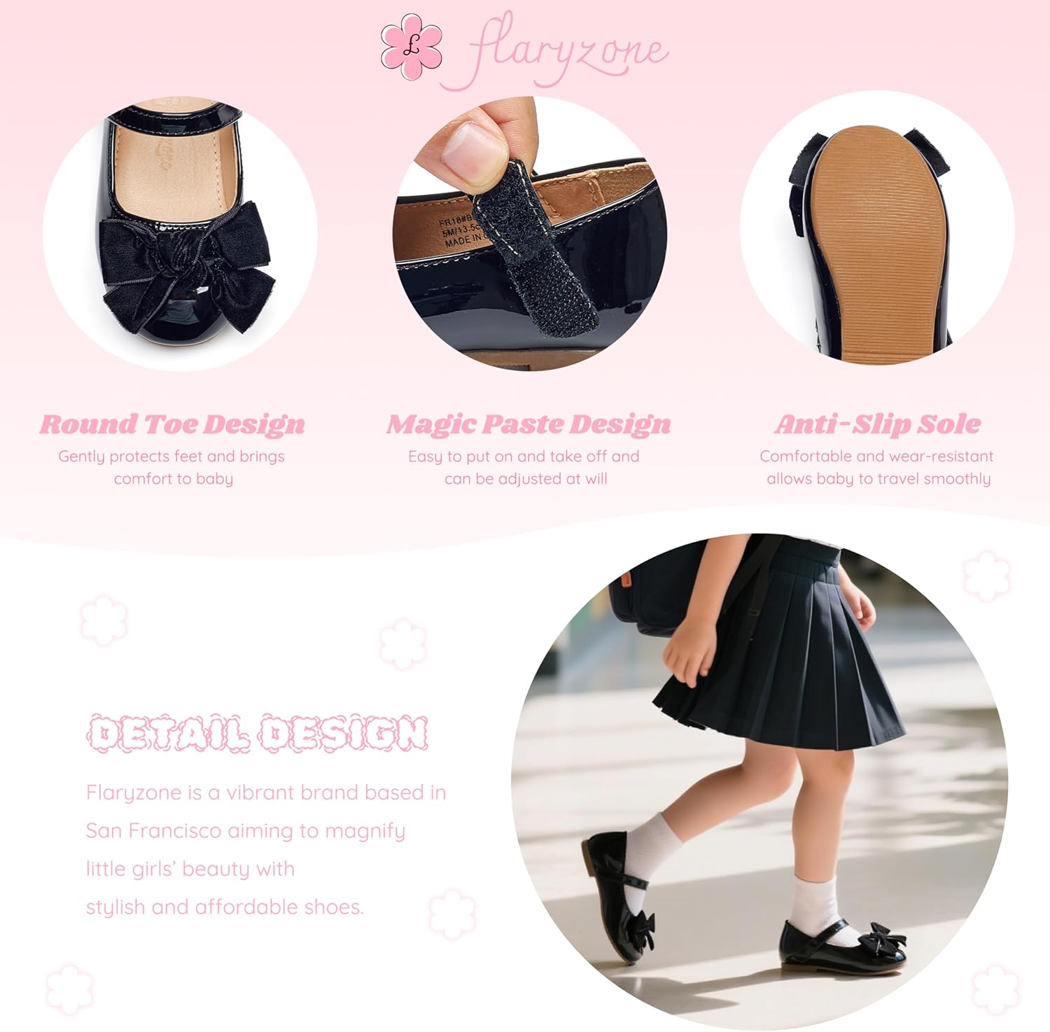 Flaryzone Toddler/Little Girls' Ballerina Flat Mary Jane Princess Dress Shoes - Wedding School Party - Image 5