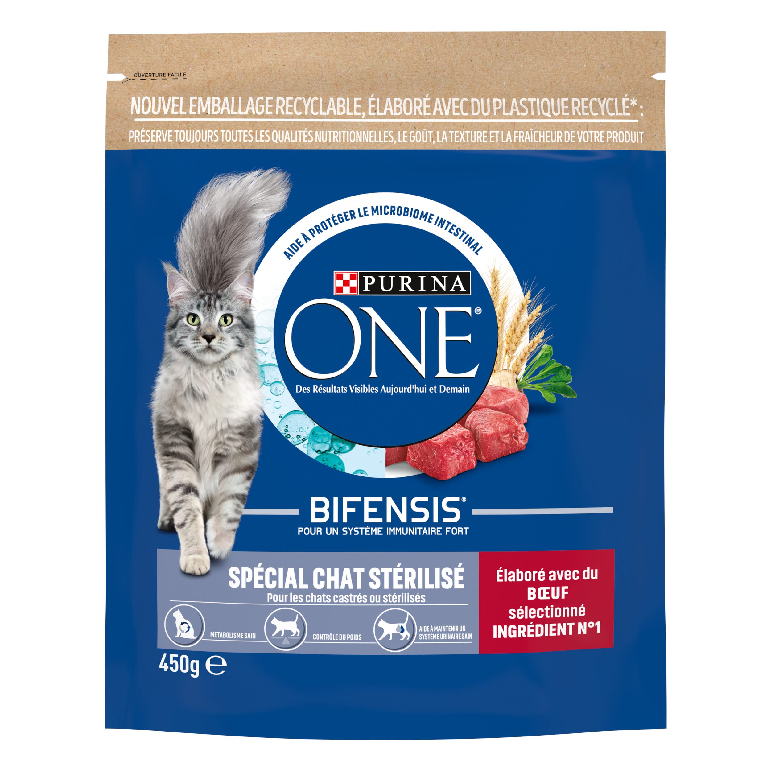 Futterkroketten für Katzen von Purina One, speziell für ausgewachsene Katzen, sterilisiert, Größe und Geschmack wählbar.