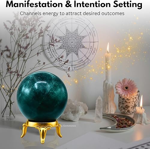 Vista 477 de Amazing Gemstone Black Tourmaline Crystal Ball with Stand - 2" Inches Crystal Sphere Meditation Balls for Witchcraft and Decorative Balls