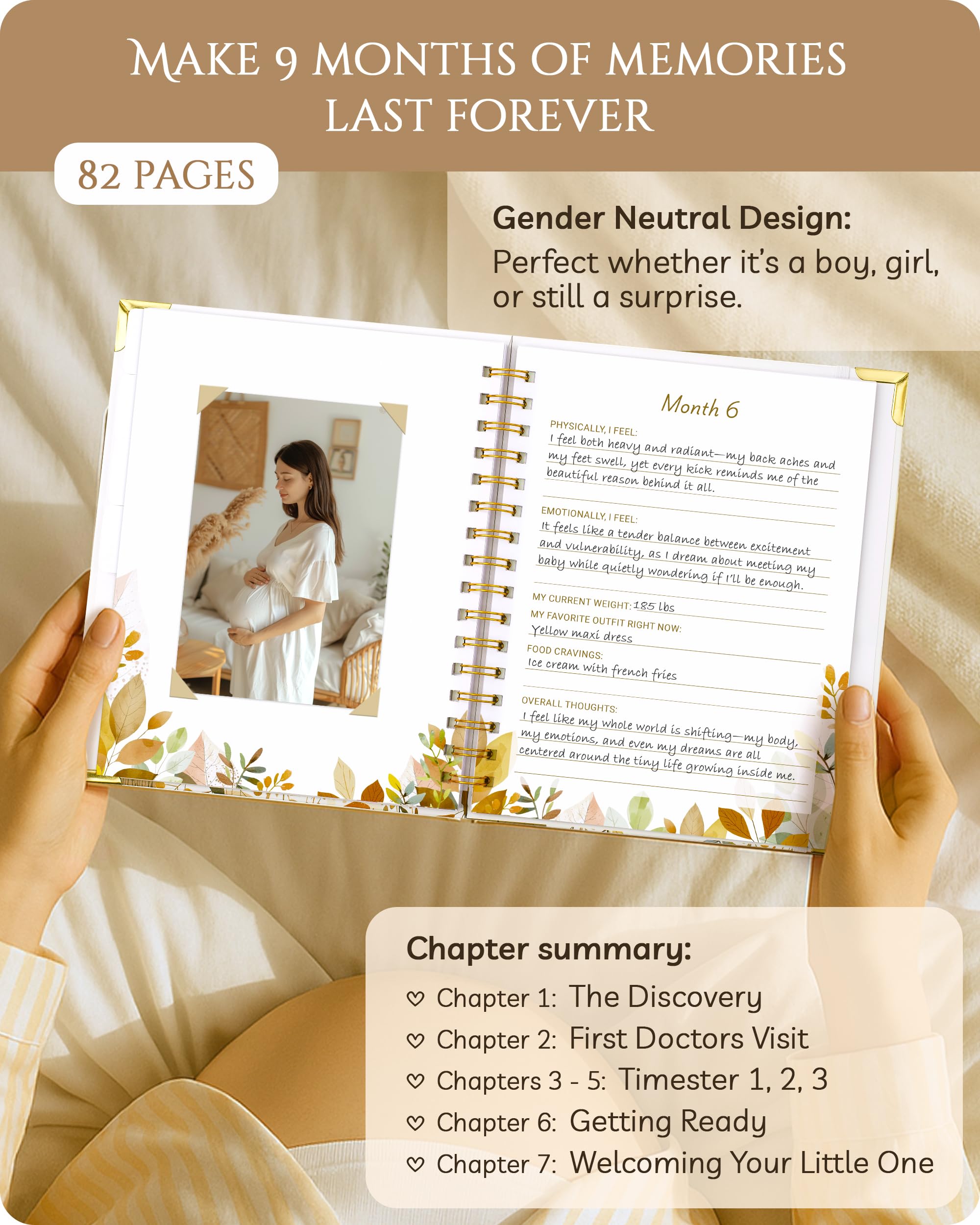 Pregnancy Journal – 82 Page Hardcover Memory Book for Expecting Moms | Beautiful & Thoughtful Mom to Be Gift, Pregnancy Book for First Time Moms, Ultrasound Baby Picture Pocket