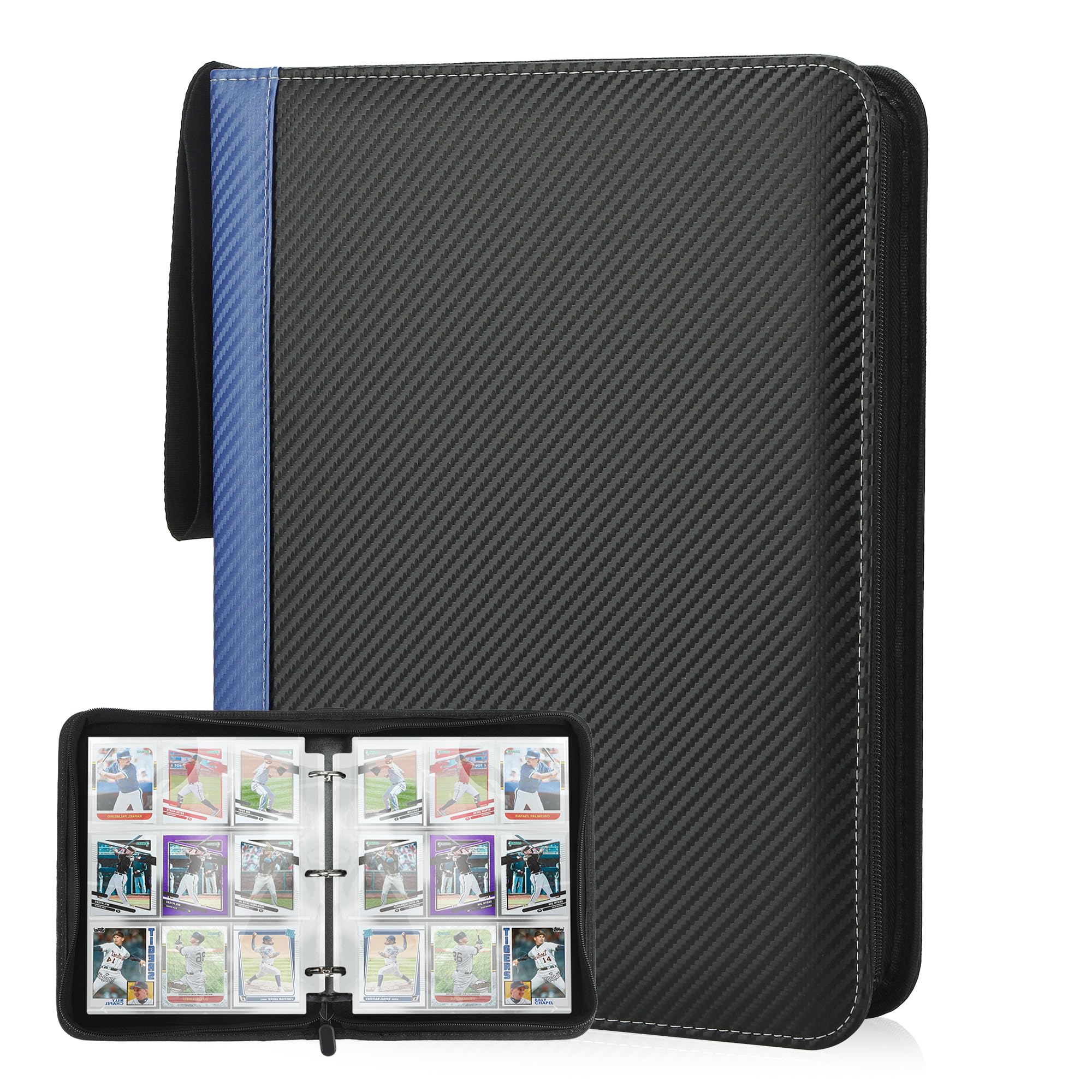 Deoyibu Sammelkarten Album für 900 Karten, Sammelalbum mit 9 Fächern 50 Seiten für Karten-Organizer, Karten Binder aus PU, Sammelkarten Ordner für Sportkarten, MTG, TCG, Yugioh-Karten etc. Blau