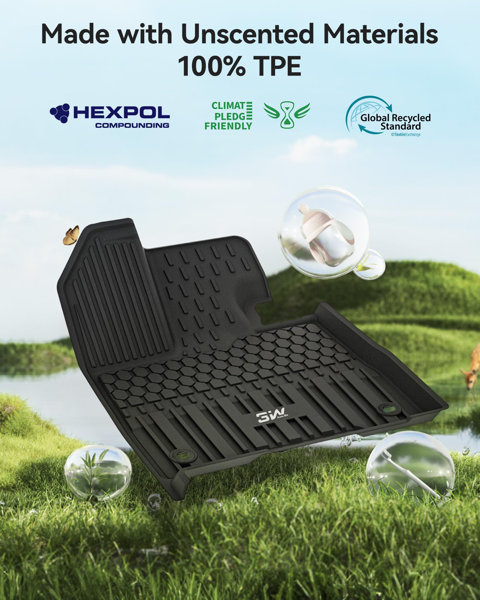 3W Floor Mats Trunk Mat for Toyota Sienna 2021-2026 LE XLE Only for 8 Seat TPE All Weather — view 8