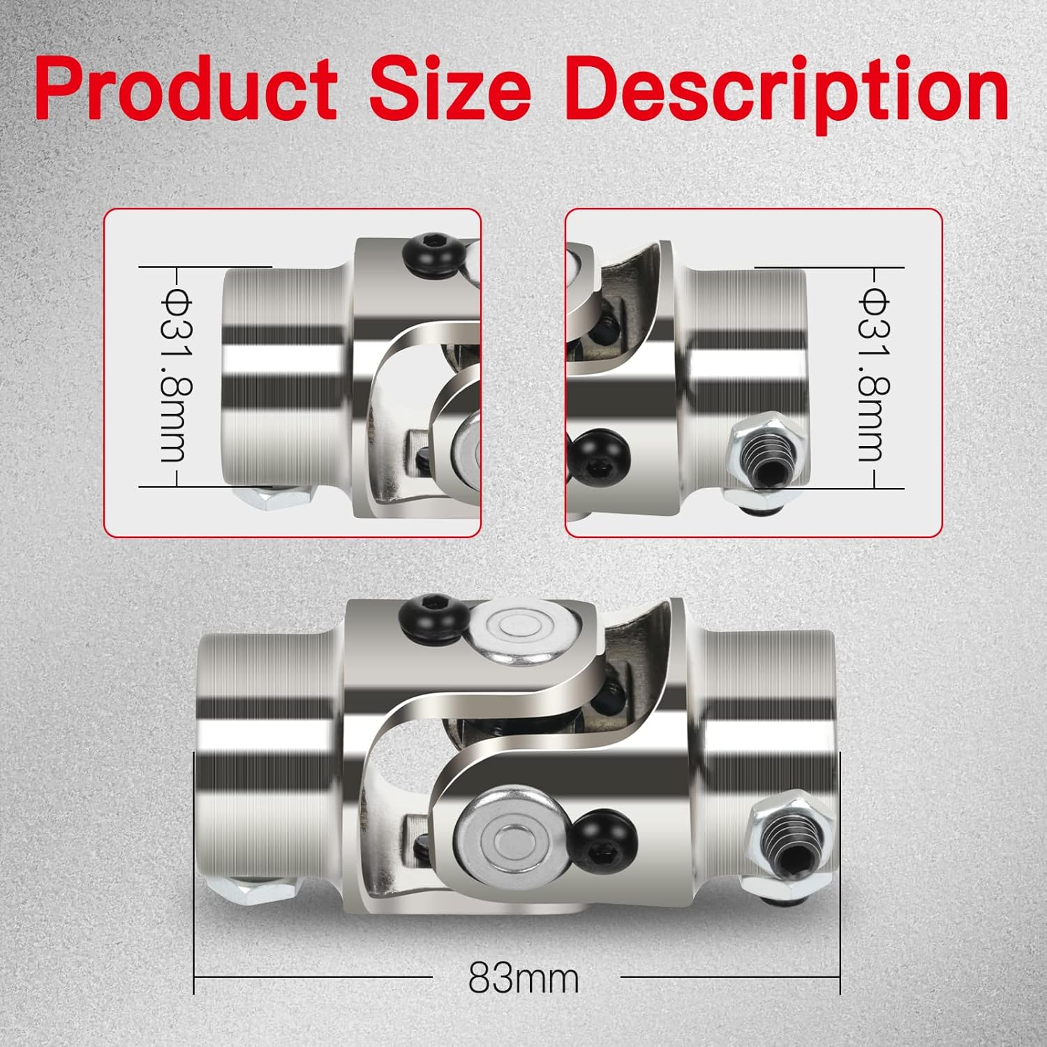 cciyu 13/16"-36 Spline * 3/4" DD Chrome Steering joints Single U-Joint Shaft 83mm