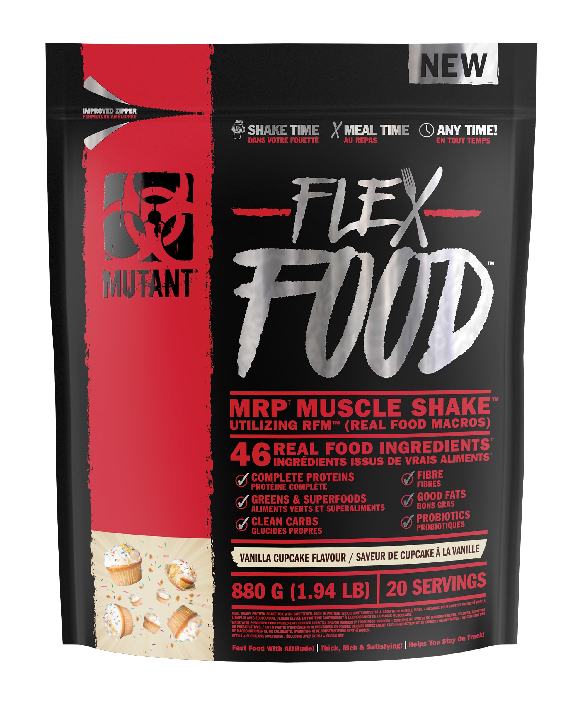 Mutant Flex Food (880g) Gâteau à la vanille - Aliments fonctionnels - Aliments riches en protéines