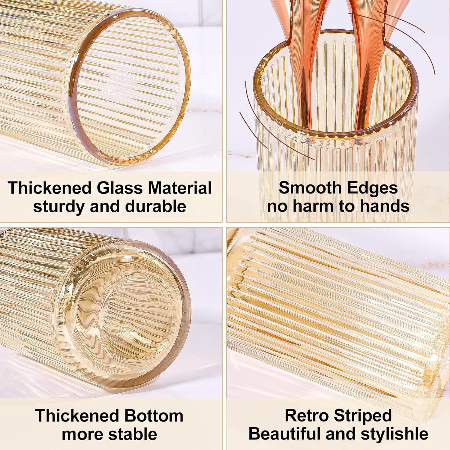 DASITON Makeup Brush Holder Organizer, Crystal Glass Makeup Brushes Storage Holder, Vintage Make Up Brush Cup for Vanity, Pen Pencil Holder for Desk, Toothbrush Holders for Bathroom (Coffee SL)