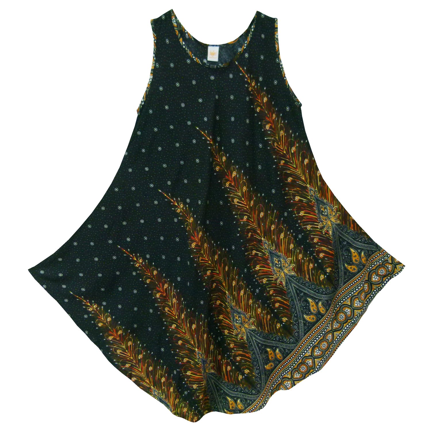 Half Moon Sleeveless Women's Peacock Gypsy Sundress Multicoloured X-Large