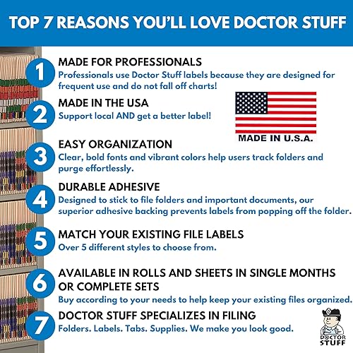 Doctor Stuff - Etiquetas de mes para carpetas de archivos, junio, productos de pestañas - Pegatinas de la serie TMLV, gris, 12" x 1", 500rollo