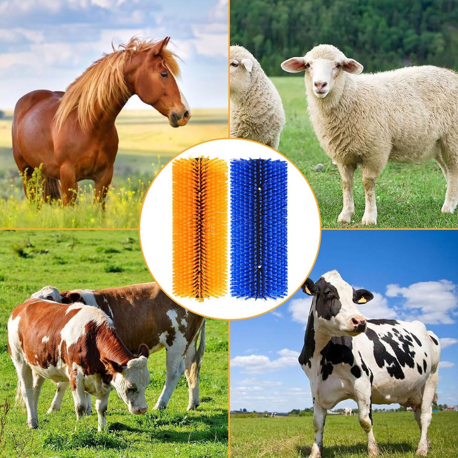 cepillo de masaje de animales de ganado ,2 cepillos de ganado,semicírculo ,Masaje y peinado ,Alivia El Picor De Espalda ,con tornillo ,Resistentes y Fáciles de Instalar,para caballo,mula,bu