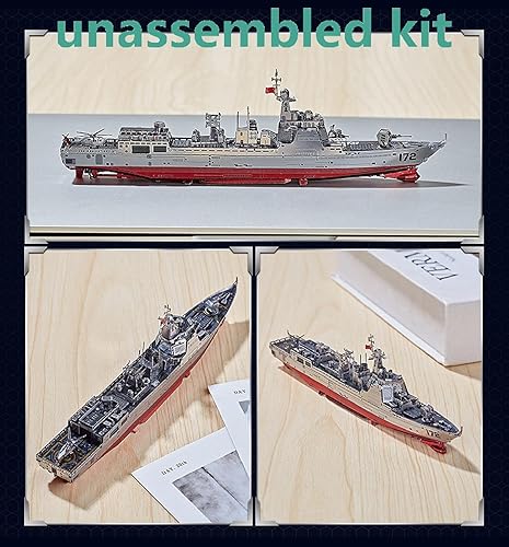 Miniatura 4 de 1: 1000 kits de barco de metal 3D C22210 055 modelo de destructor simulación buque de combate militar Exposición de ciencia (kit sin ensamblar)