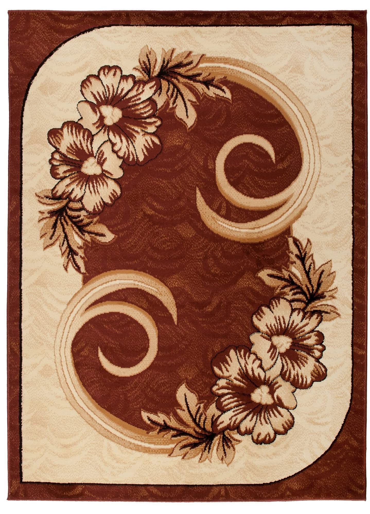 Tapiso Atlas dywan z krótkim włosiem, do salonu, sypialni, nowoczesny design, kwiaty, melanż, brązowo-beżowy, kremowy, ÖKOTEX 160 x 220 cm