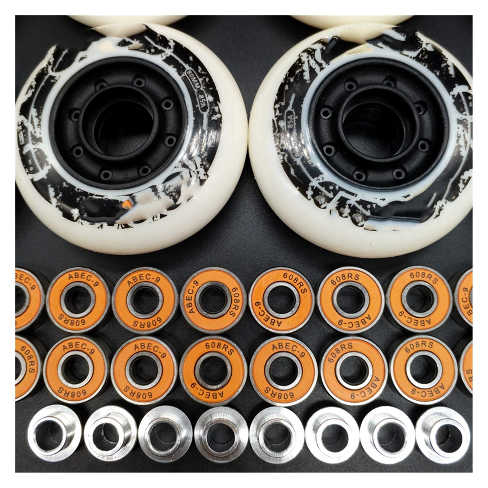 Inline Skate RäDer Set, Stunt Scooter Rollen Roller-Rad-Skate Rollen 80mm 85A Inline-Rad