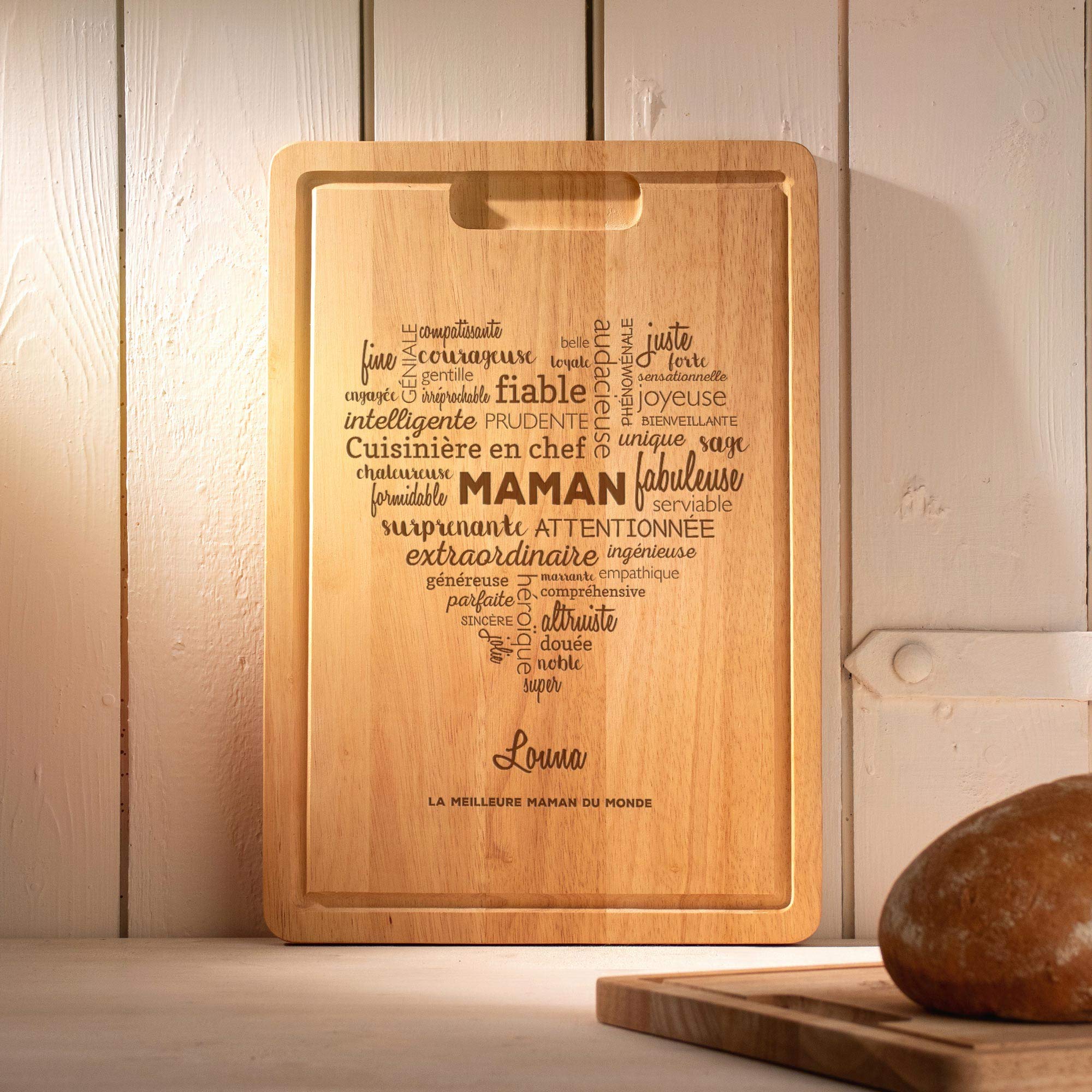 Casa Vivente Planche à Petit-déjeuner Gravée 'Wir Haben Dich Lieb' – Cadeau Fête Des Mères, Bois D'Érable