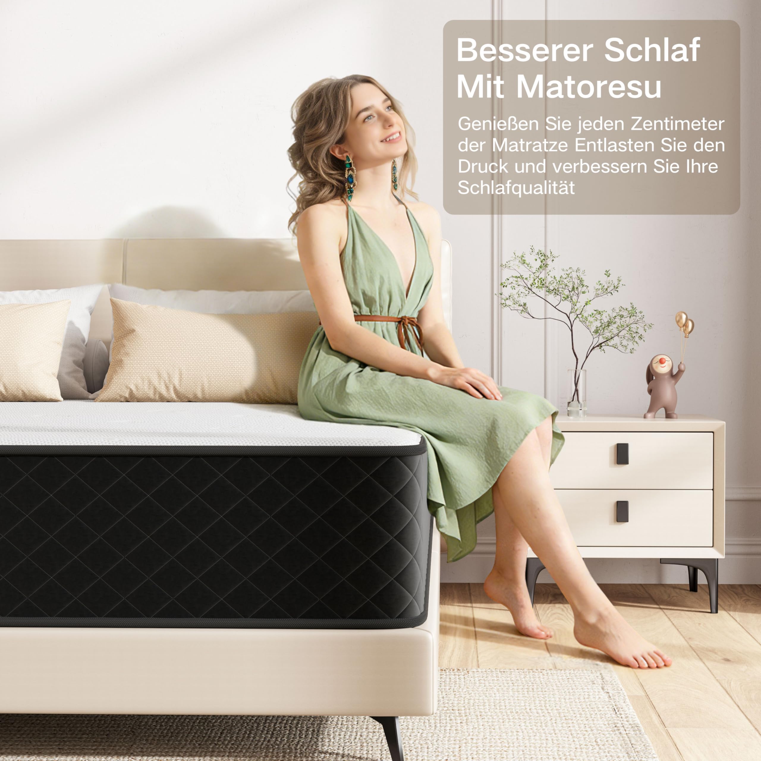 Extrafeste Matratze 140x200 H4 mit Öko-Tex Ertifiziert für höheres Körpergewicht & Rückenschmerzen Linderung, 7-Zone Taschenfederkernmatratze mit Memory Foam, Höhe 25cm