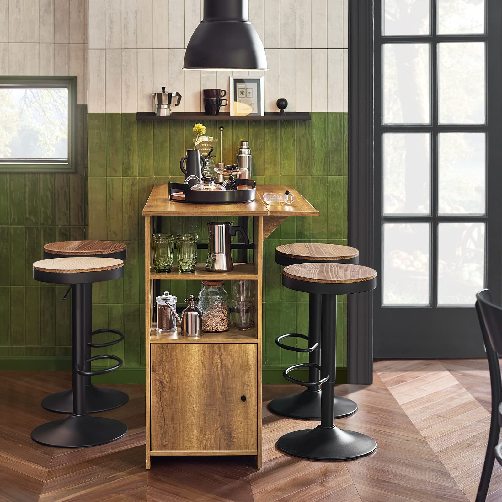 SoBuy Table Haute de Cuisine avec Plateau Extensible – Mange Debout pour Petits Espaces, Table de Salle à Manger Moderne, Bar pour Cuisine, Salon ou Bar à Café 120 × 45/63 × 95cm, FWT98-PF