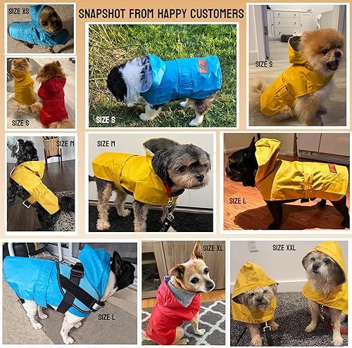 Miniatura 6 de Impermeable para perro, poncho impermeable, ropa para mascotas, con forro de doble capa, agujero para correa, ajustable, para perros pequeños y