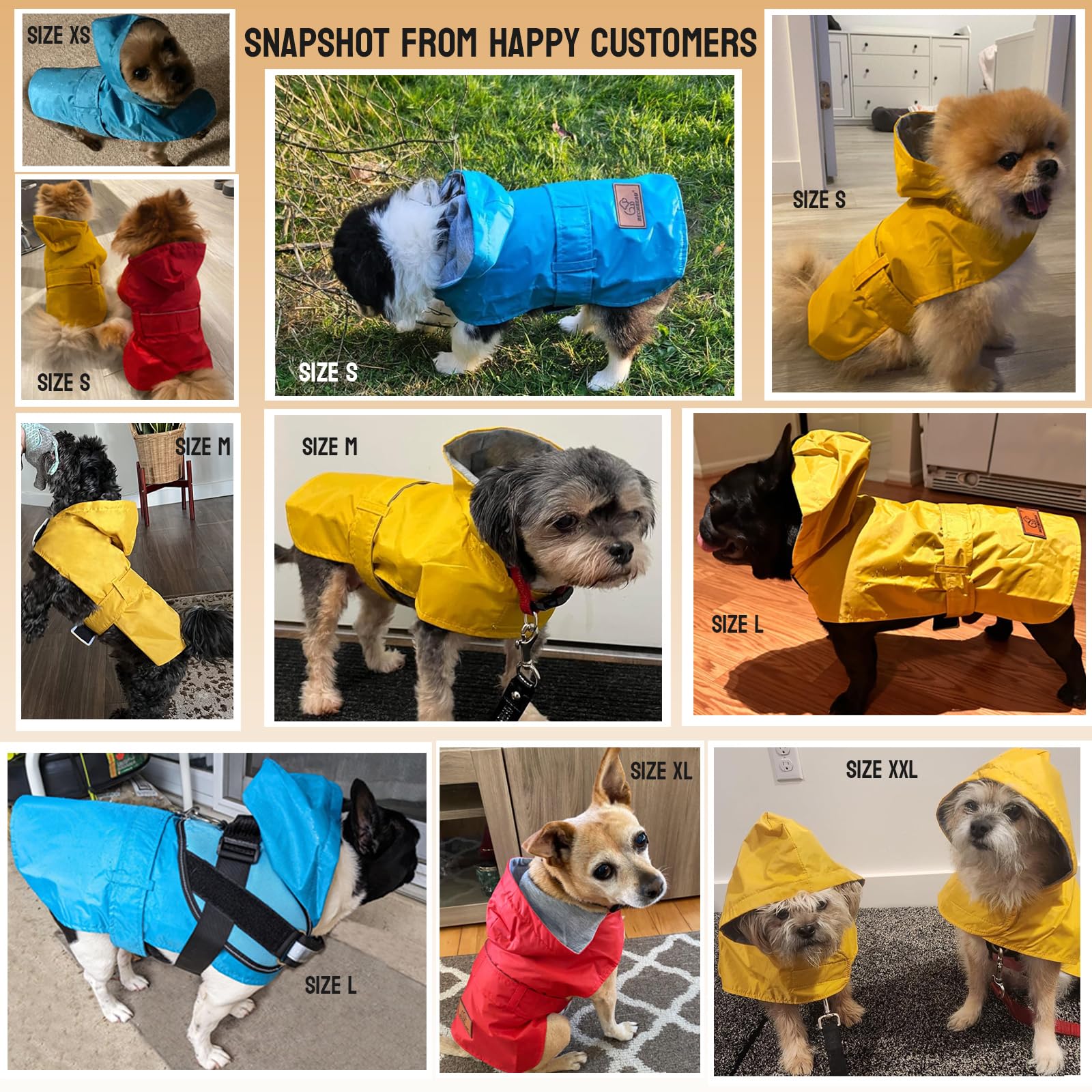 CNBEAU Impermeabile per cani, impermeabile per animali domestici, impermeabile, con cappuccio, con foro traspirante impermeabile, rosso, M
