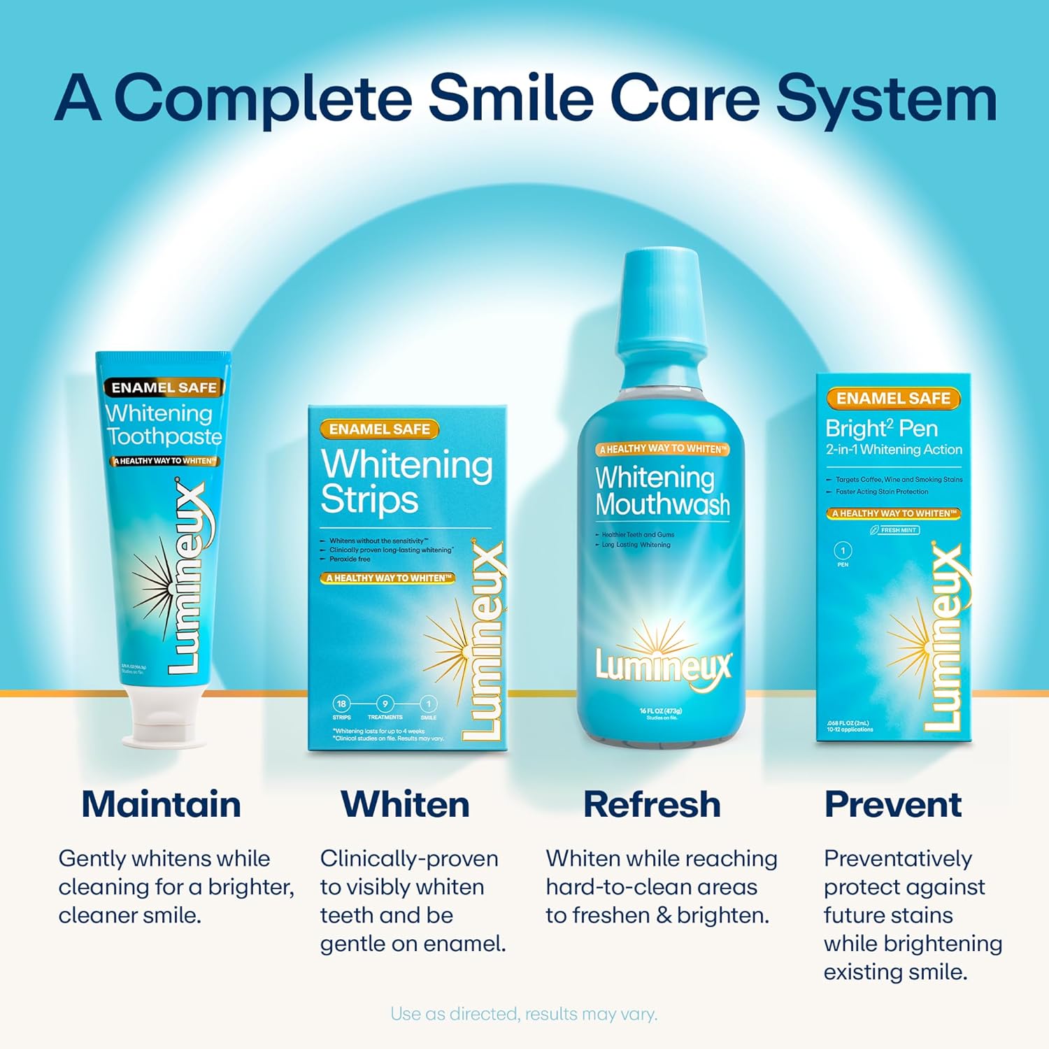 Lumineux Teeth Whitening Toothpaste 3 Pack Peroxide Free Enamel Safe for Sensitive Whiter Teeth, Fluoride Free, No Alcohol, Artificial Colors, SLS Free Dentist Formulated - 3.75 Oz
