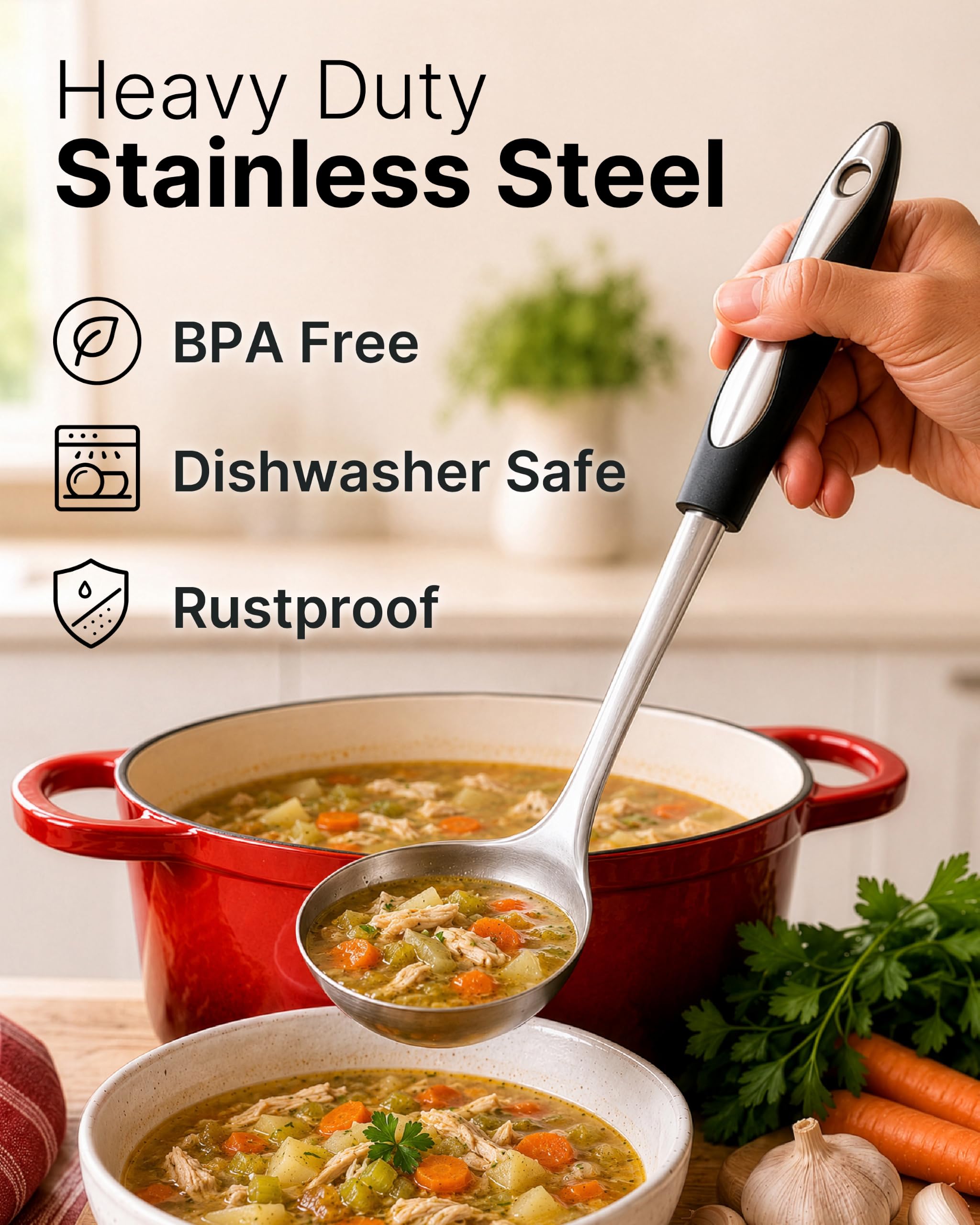 Zulay Kitchen Stainless Steel Soup Ladle - 12" -6 Zulay Kitchen Stainless Steel Soup Ladle - 12" -6