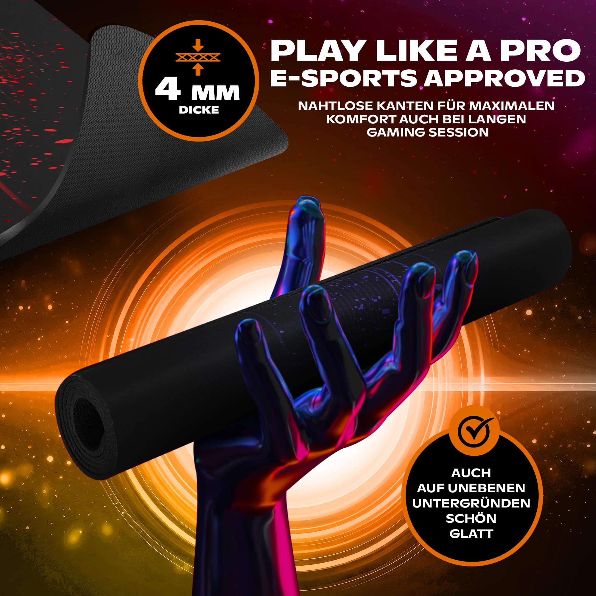 BEASTCOM Hero X2000R - Tappetino per mouse da gaming, colore rosso, XL (900 x 400 mm), base in gomma antiscivolo, facile da scivolare, materiali ecologici, bordi senza cuciture, sottomano da scrivania