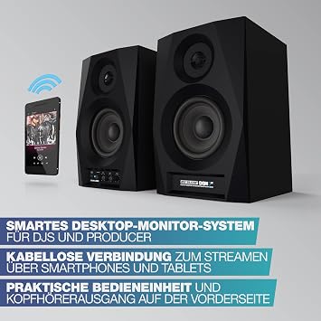 Reloop DSM-3 BT | Dual | 3 inch 2x 20W 2-Way Active Studio Reference & DJ Monitor | Speaker with Bluetooth Feature