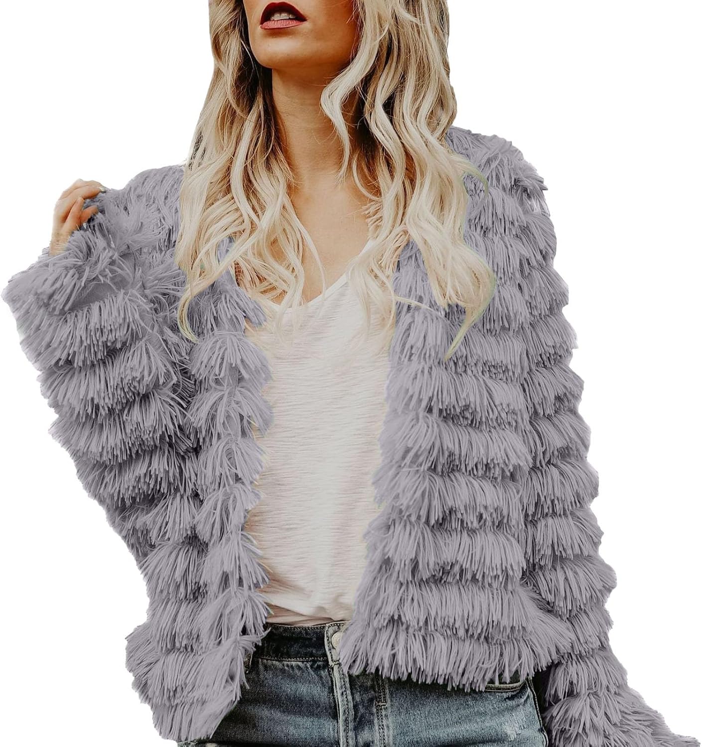 Damen Kurze Pelzjacke Mit Kapuze – Elegante Kunstfelljacke, Warme Plüschjacke Für Winter Und Übergang, Crop Style