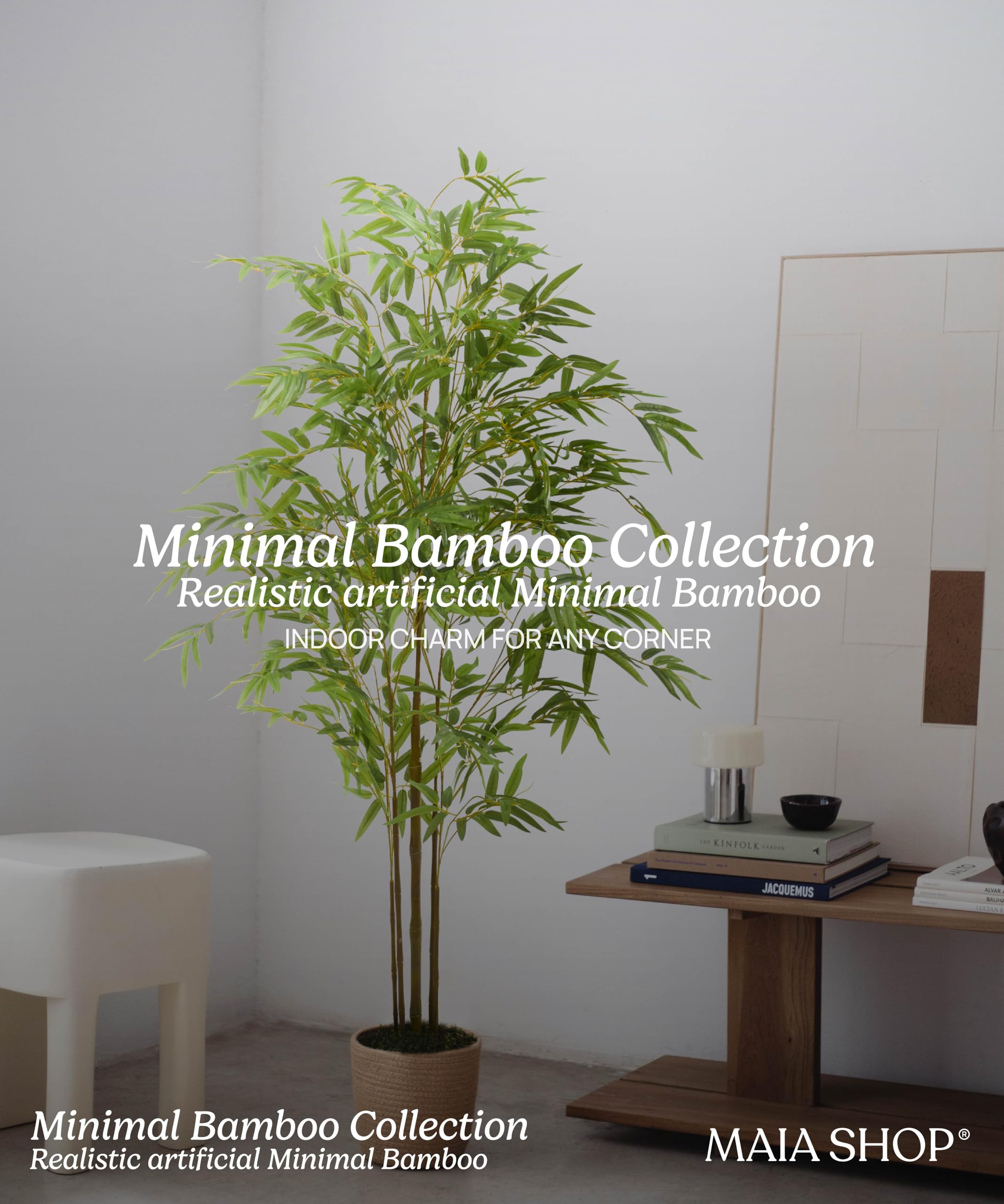 MAIA SHOP Bambù artificiale 180 cm Minimal, pianta finta da interno iperrealistica, albero decorativo elegante per arredare casa ufficio e hotel