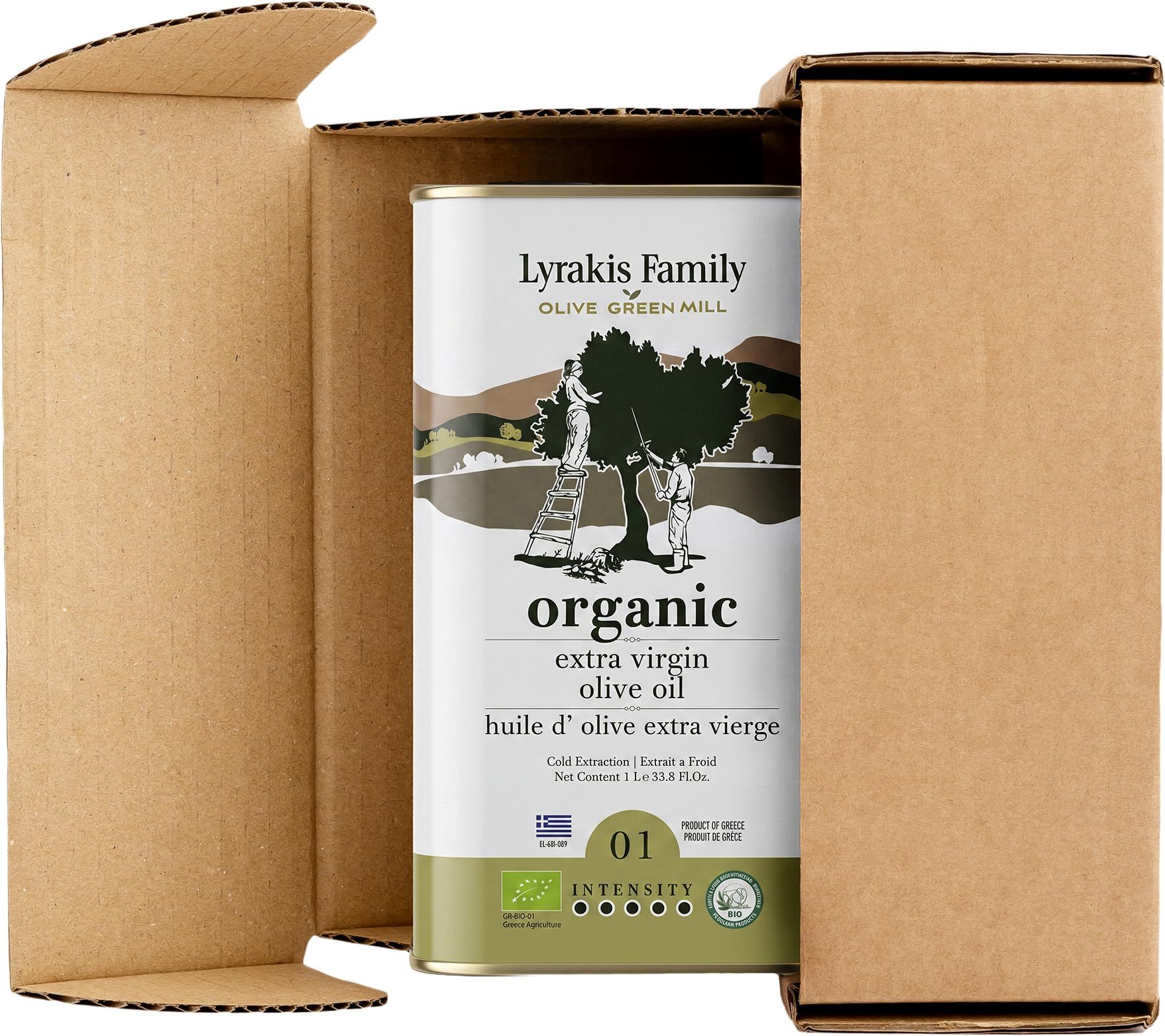Lyrakis Family Olivenöl BIO 1l – Griechisches Natives Olivenöl Extra, Zertifiziert BIO,Premium Erste Kaltpressung, Reich an Polyphenolen, Koroneiki Oliven, Neue Ernte aus Kreta – Seit 1975