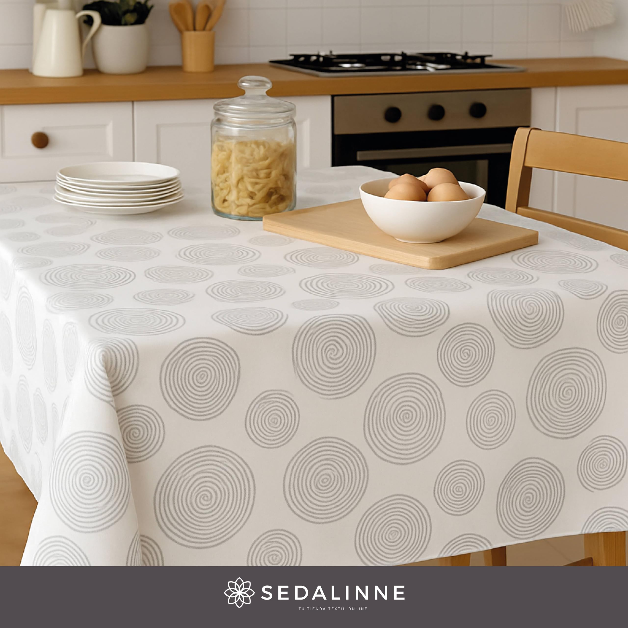 Mantel Hule Hojas Rollo Entero de 20 m - Mantel Mesa Rectangular de PVC para Cocina o Comedor - Impermeable y Antimanchas - Fácil de Limpiar y Resistente - Estilo Circulos