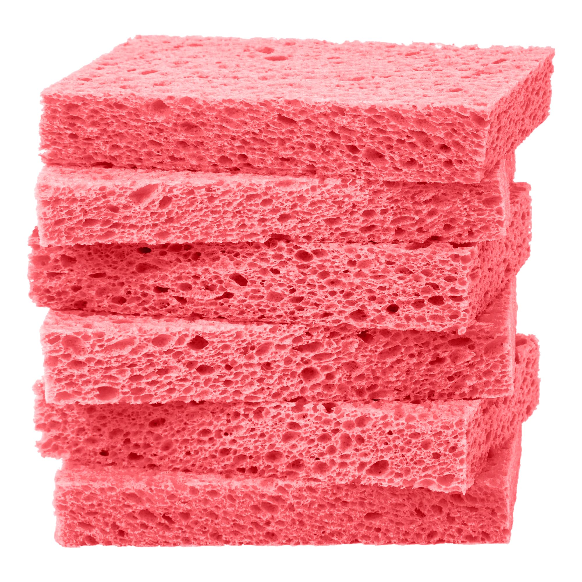 Cellulose Sponges,Heavy Duty Scrub Kitchen Sponge,Clean Tough Messes Without Scratching Sponges Kitchen,Pop Up Eco Sponges DIY Pink (6 Pack)