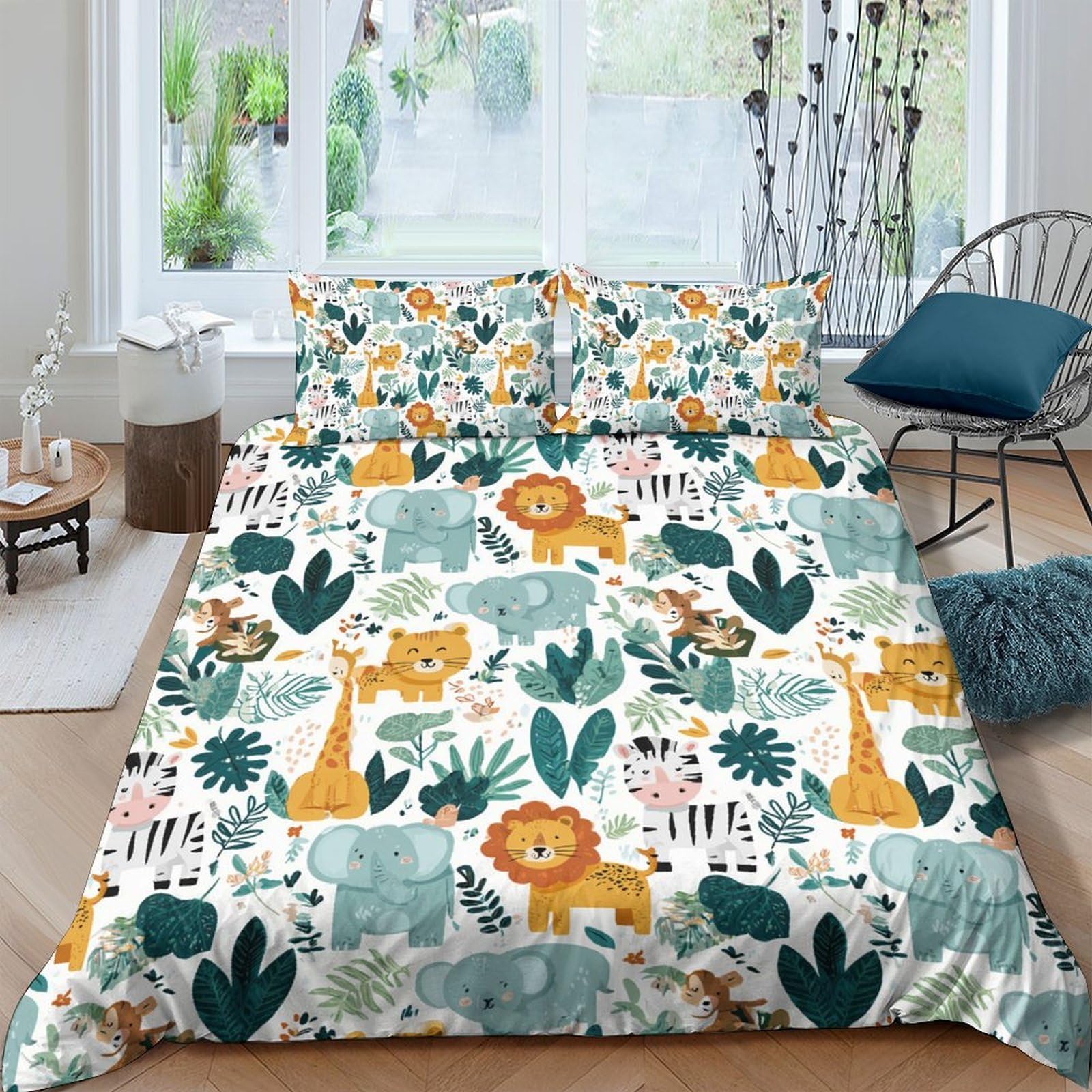 Ctjqhvkz Style-6 3D Printed Safari Animal Fitted Sheet Microfiber Jungle Lion Giraffe Mattress Cover For Bedroom Dorm Home Decor Single（135X200cm）
