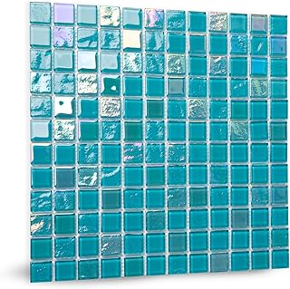 Glass Mosaic Tile Vanadium Blue 12 x 12 Inch Glossy Glass Tile for Swimm...