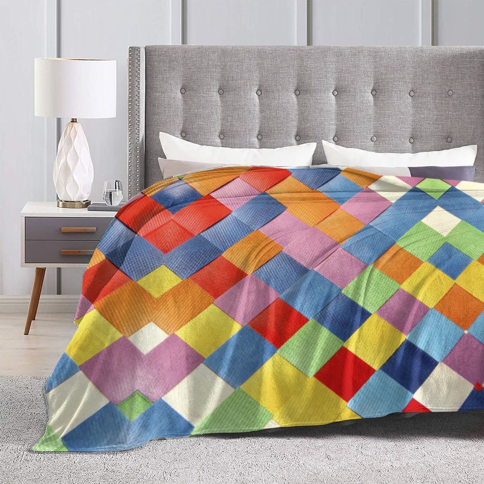 Homelike Moment Karierte Fleece-Decke – Weich & Flauschig, 152,4 X 203,2 Cm, Dunkelgrau-creme