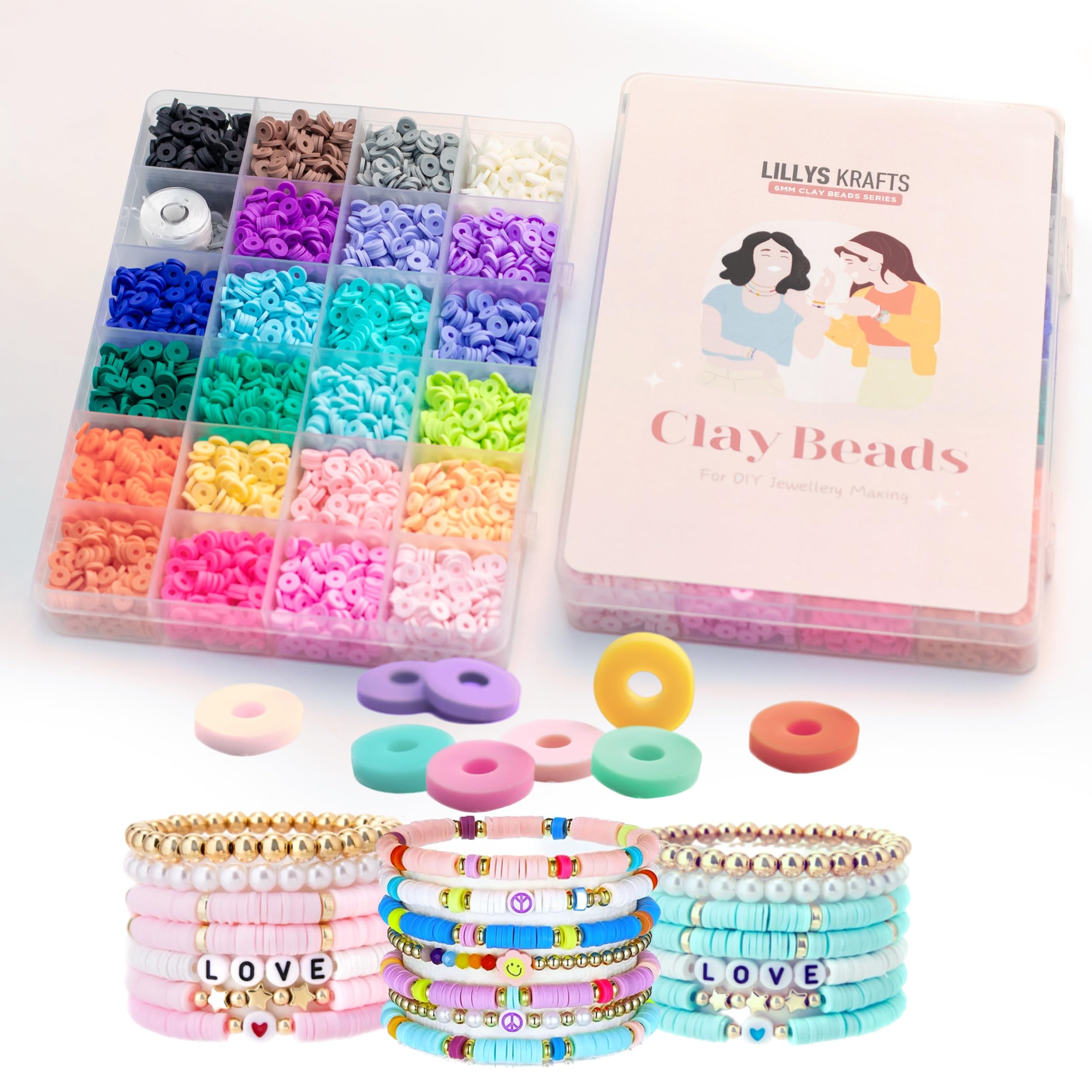 Premium Clay Beads, 6000 Pcs Unicorn Theme Beads with Elastic String, Multi Colors Friendship Bracelet Making Kit